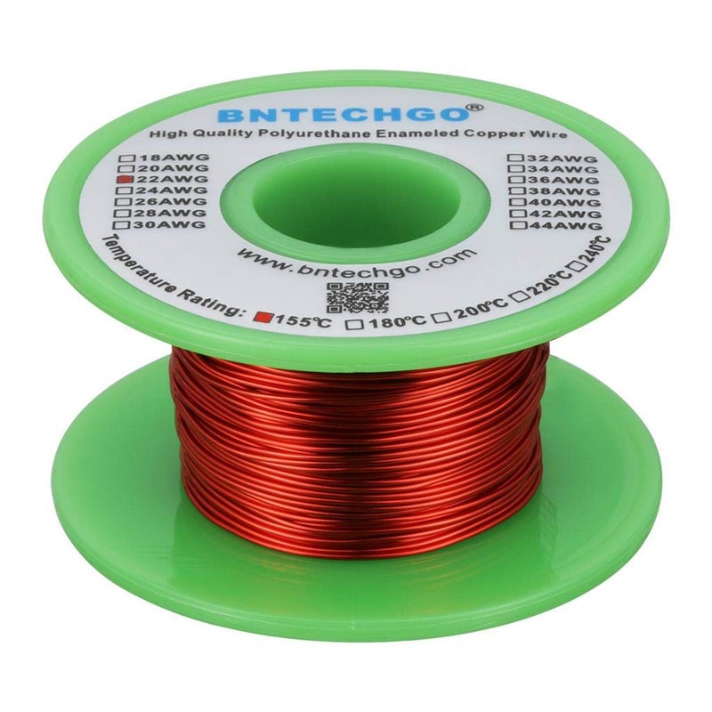 BNTECHGO 22 AWG Magnet Wire - Enameled Copper Wire - Enameled Magnet Winding Wire - 4 oz - 0.0256" Diameter 1 Spool Coil Red Temperature Rating 155℃ Widely Used for Transformers Inductors - Image 5