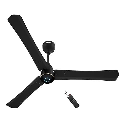 atomberg Renesa Halo Smart Alexa Enabled 1200mm BLDC Ceiling Fan with Remote | BEE 5 star | High Air Delivery | Low noise | LED Speed Indicator | Sleek Design | | 3 Year Warranty |Midnight Black - Image 1