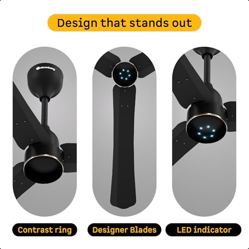 atomberg Renesa Halo Smart Alexa Enabled 1200mm BLDC Ceiling Fan with Remote | BEE 5 star | High Air Delivery | Low noise | LED Speed Indicator | Sleek Design | | 3 Year Warranty |Midnight Black - Image 2