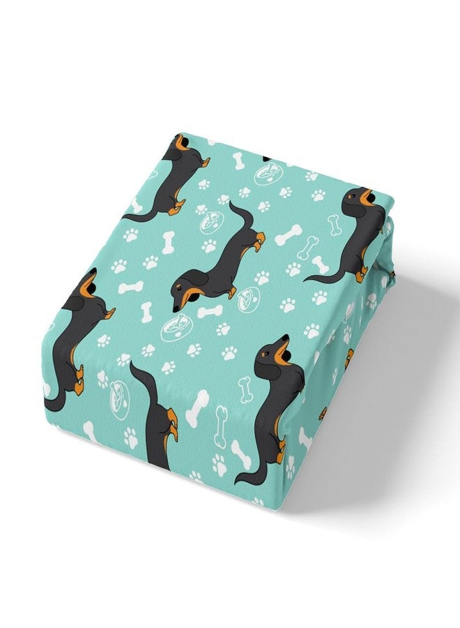Homewish Cartoon Dachshund Bed Sheet Set Queen Size,Bones Dog Paws Hand Sketch Bedding Set for Children Adult,Cute Puppy Kawaii Pet Animal Sheet Sets with Flat, Fitted Sheet, 2 Pillowcases - Image 5