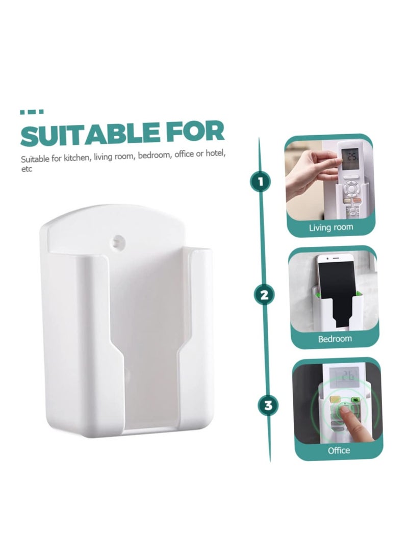 SYOSI - SYOSI 4 Pcs Wall Remote Holders, Wall Phone Holder Air Conditioner Remote Control Storage Box Headboard Wall Mount Phone Holder TV Remote Storage Box (White) - Image 1