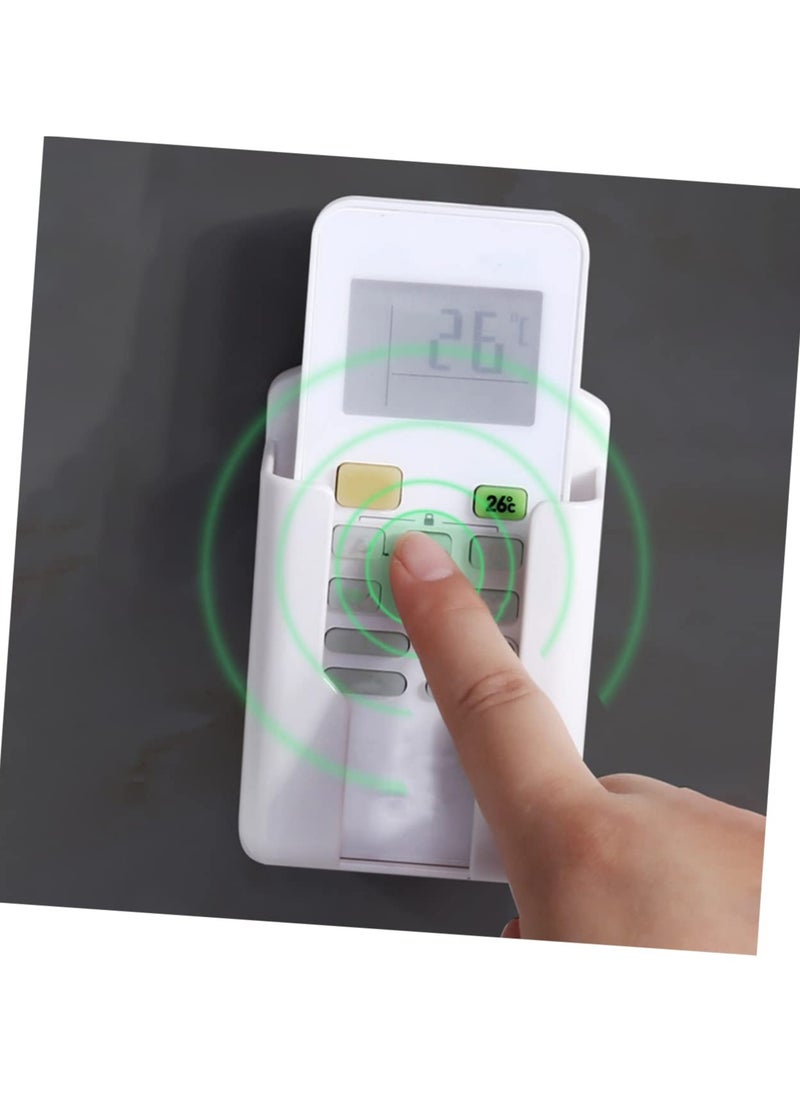 SYOSI - SYOSI 4 Pcs Wall Remote Holders, Wall Phone Holder Air Conditioner Remote Control Storage Box Headboard Wall Mount Phone Holder TV Remote Storage Box (White) - Image 1