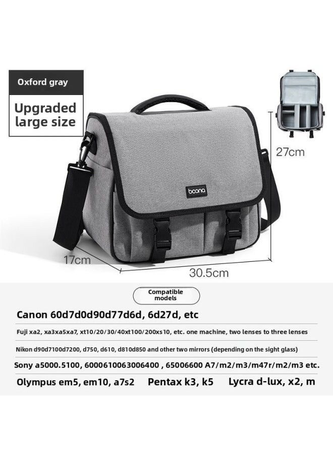 SLR Canon Digital Camera Bag Sony Micro Single Camera Bag Shoulder Crossbody Multi-function Camera Lens Bag EOS-Color:Camera Bag - Gray Large  - Image 1