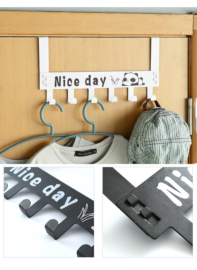 wolpin wolpin Over The Door Hook Hanger Wall Organiser Removable Hook Rack for Hanging Towel Clothes Hanger Multipurpose Hook Rail NailFree 6 Hooks White Iron  - Image 5