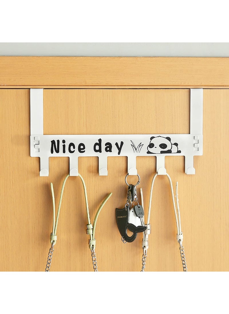 wolpin wolpin Over The Door Hook Hanger Wall Organiser Removable Hook Rack for Hanging Towel Clothes Hanger Multipurpose Hook Rail NailFree 6 Hooks White Iron  - Image 4