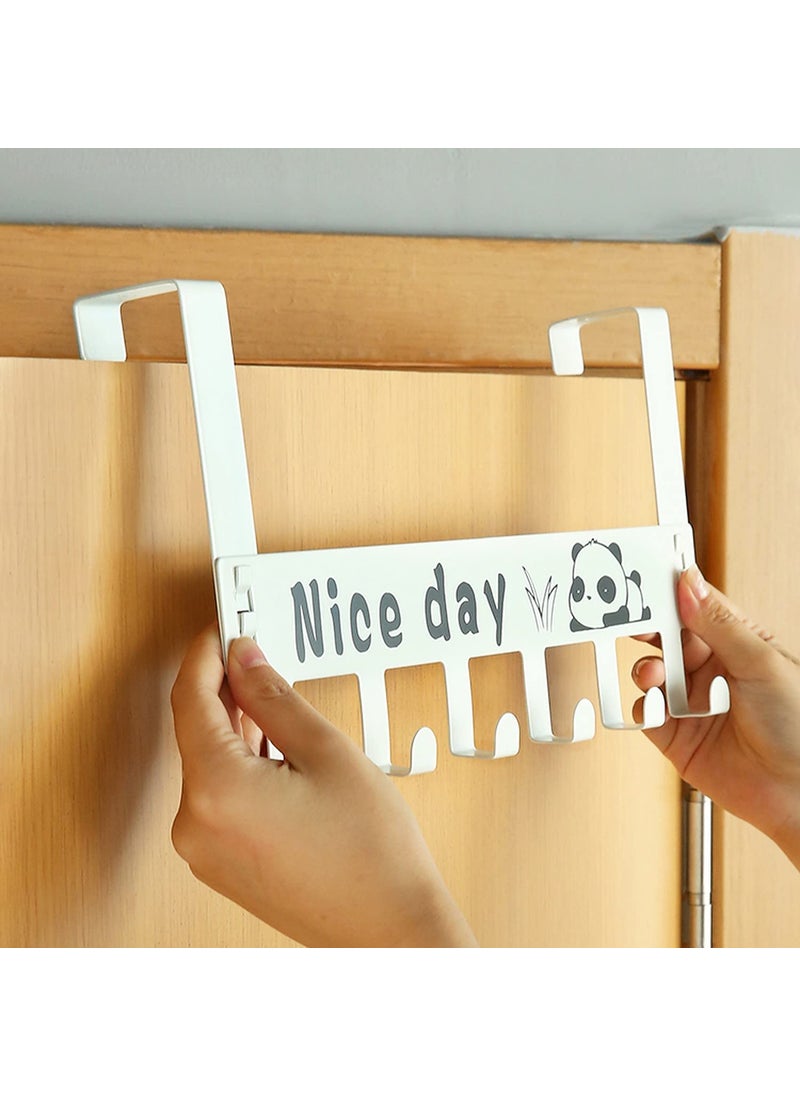 wolpin wolpin Over The Door Hook Hanger Wall Organiser Removable Hook Rack for Hanging Towel Clothes Hanger Multipurpose Hook Rail NailFree 6 Hooks White Iron  - Image 2
