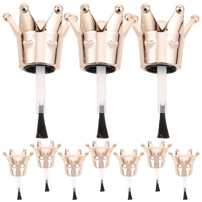 10Pcs Black Nail Polish Replacement Caps With Brush For Salon Gel Polish - Image 2