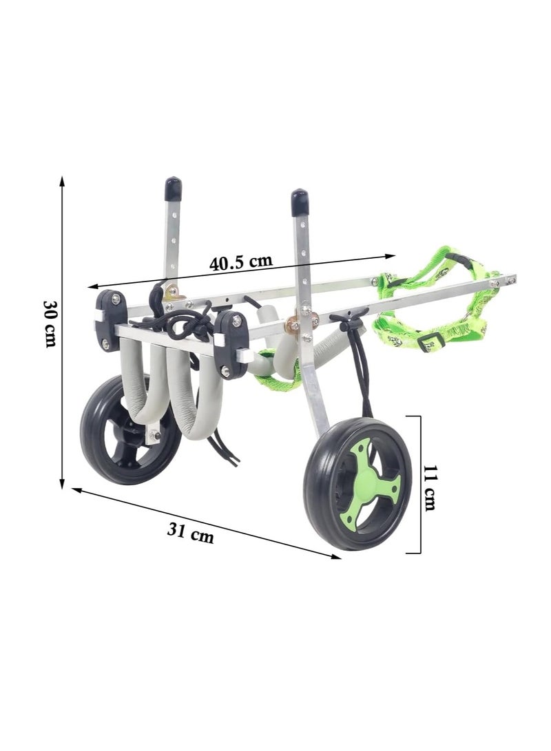NNC PETS Pet wheelchair with Two wheel support, Hind Legs Rehabilitation, Pet Mobility Aid for Back Legs, Harness, and Adjustable, Suitable for Small Pets, Aluminum Alloy, Aging & Injured pets 40.5 cm (Green) - Image 2