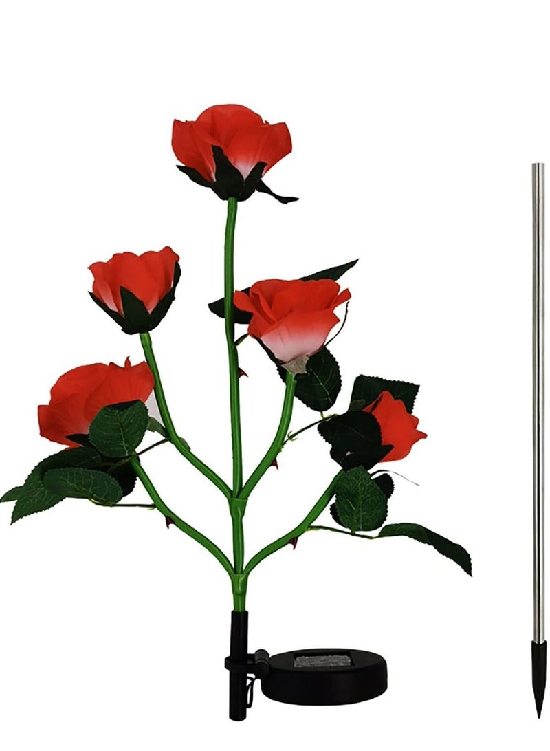Gerenic Solar Rose Light, 5 Heads Waterproof Solar Powered Flower Lights, Rose Light for Garden Patio and more - Image 2