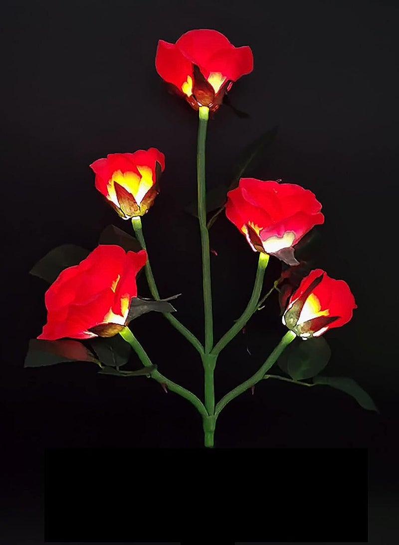 Gerenic Solar Rose Light, 5 Heads Waterproof Solar Powered Flower Lights, Rose Light for Garden Patio and more - Image 3