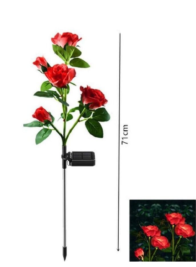 Gerenic Solar Rose Light, 5 Heads Waterproof Solar Powered Flower Lights, Rose Light for Garden Patio and more - Image 1