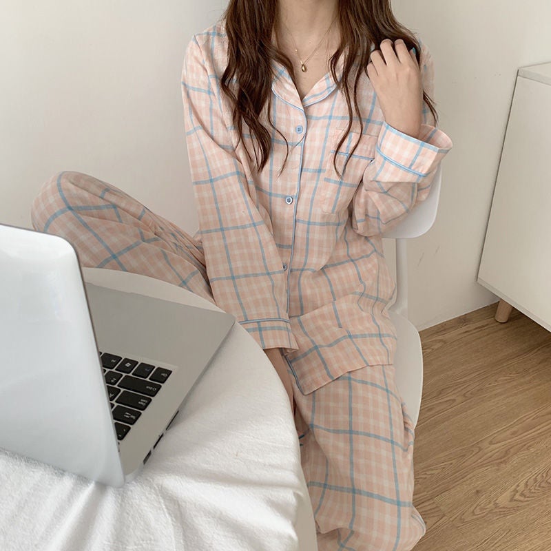 Long-Sleeved Pajamas For Men And Women Couples Light Luxury Ladies Home Clothes New Korean Version Of Loose Autumn Suit - Image 1