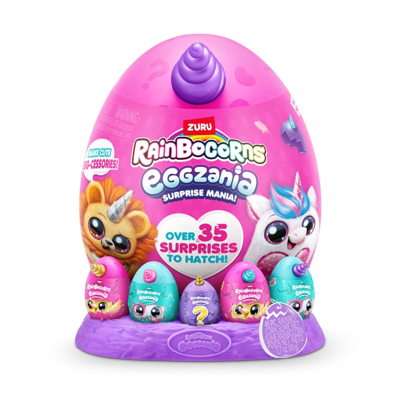 Rainbocorns Eggzania Surprise Mania Series 1 (Bunny) by ZURU, Collectible Plush Stuffed Animal, Surprise Eggs, 5 Mini Eggs, Stickers, DIY Jewelry, Slime, Ages 3+ for Girls, Children - Image 2