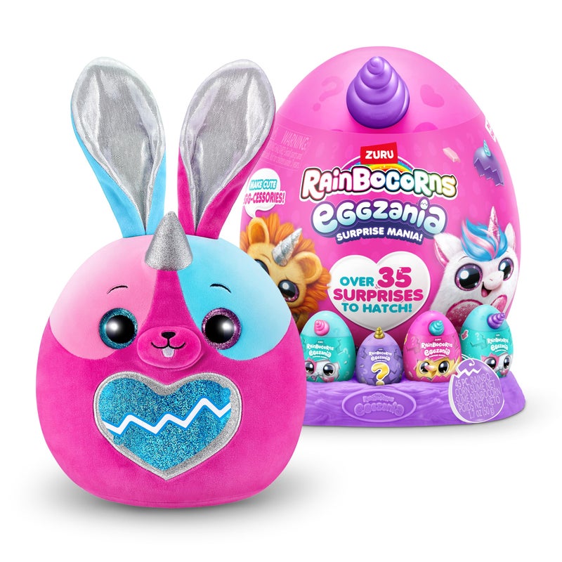 Rainbocorns Eggzania Surprise Mania Series 1 (Bunny) by ZURU, Collectible Plush Stuffed Animal, Surprise Eggs, 5 Mini Eggs, Stickers, DIY Jewelry, Slime, Ages 3+ for Girls, Children - Image 3