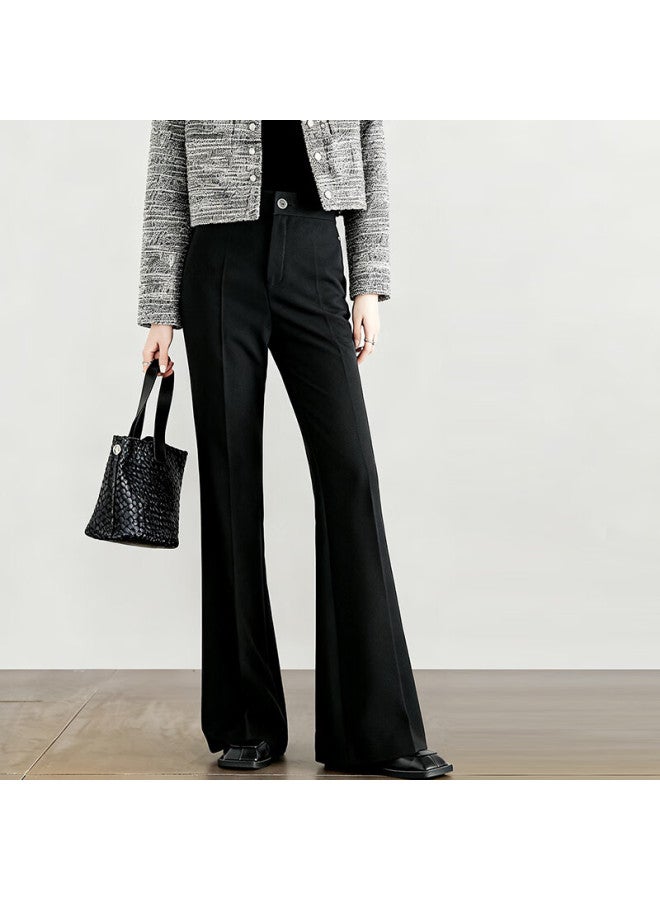 Fan Qin Slim Fit Autumn Elegant Simple Long Pants Women Slim Flared Trousers 353ke5267x Elegant Black M - Image 1