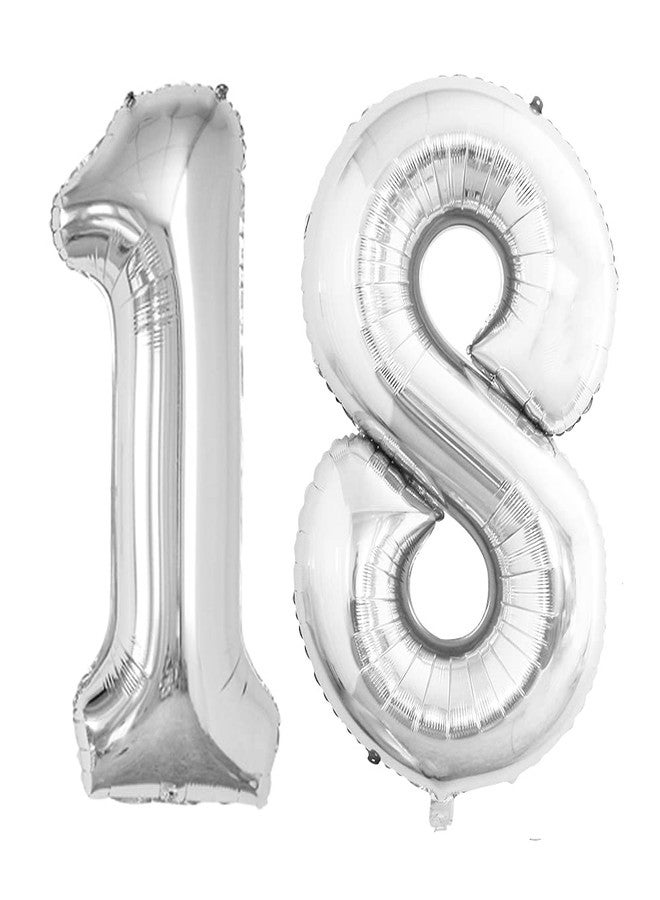 GOER 42 Inch Silver Number 18 Number 81 Balloon,Jumbo Foil Helium Balloons for 18th 81st Birthday Party Decorations Anniversary Event - Image 1