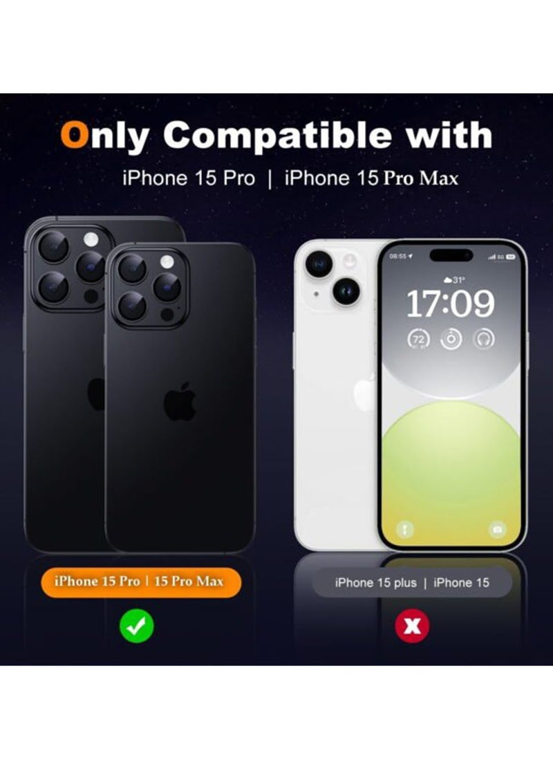 Generic Camera Lens Protector for iPhone 15 Pro 6.1-Inch and iPhone 15 Pro Max 6.7-Inch, 9H Tempered Glass Metal Individual Ring Cover, HD Clear, 3-Pieces Black Titanium  - Image 4