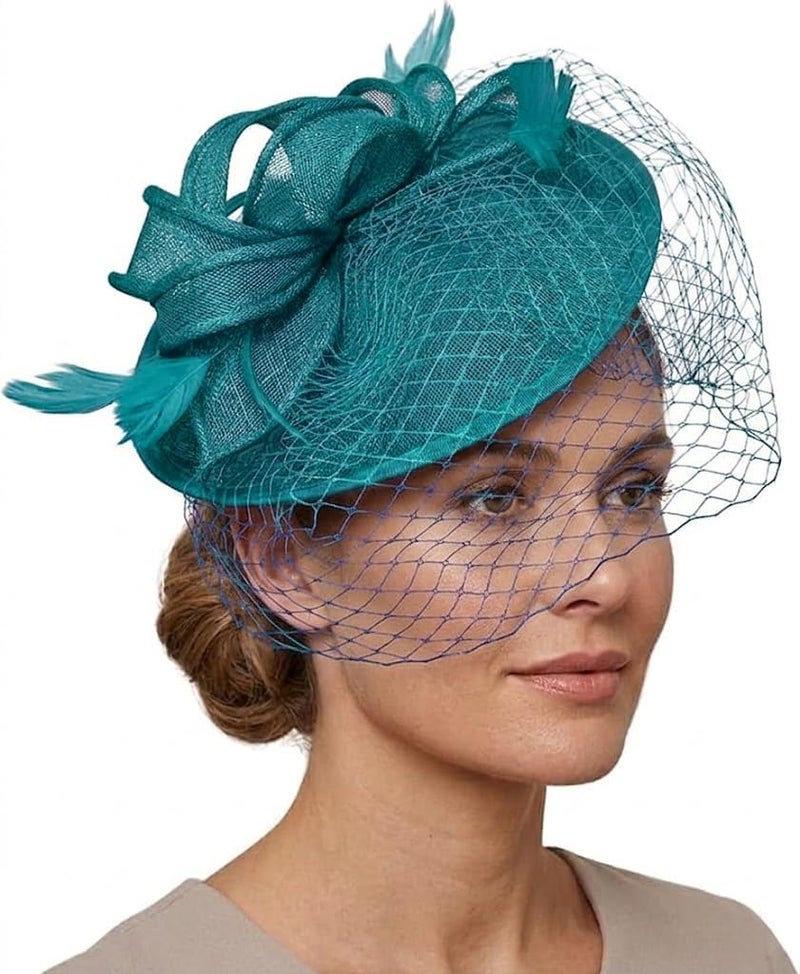 Caprilite Saucer Sinamay Headband Fascinator Wedding Ascot Hat Hatinator Birdcage Veil - Image 1