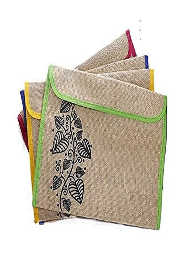 Peeplvalue Pack of 4 Jute Bag Environment Friendly File Folder Bag l Container for Papers, Stationery Jute Conference File Folder (Multicolor) - Image 3