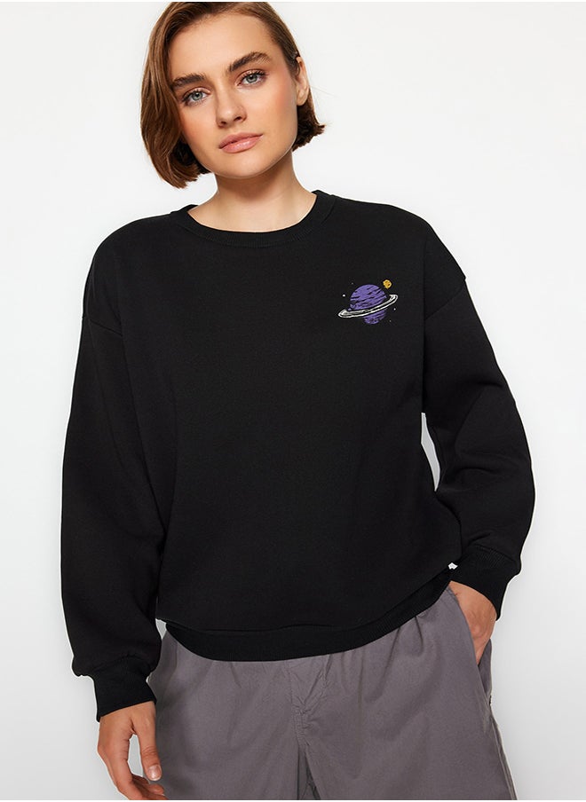 Black Thick Inner Fleece Printed Crew Neck Regular/Regular Fit Knitted Sweatshirt TWOAW24SW00175 - pzsku/Z138C063B2343357E7717Z/45/_/1730942013/9431124e-b8ad-4fdf-8225-586f85bbf39a