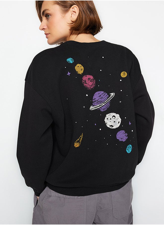 Black Thick Inner Fleece Printed Crew Neck Regular/Regular Fit Knitted Sweatshirt TWOAW24SW00175 - pzsku/Z138C063B2343357E7717Z/45/_/1730942017/91153e61-b6b7-4ebb-b9cd-1c2173a59f90