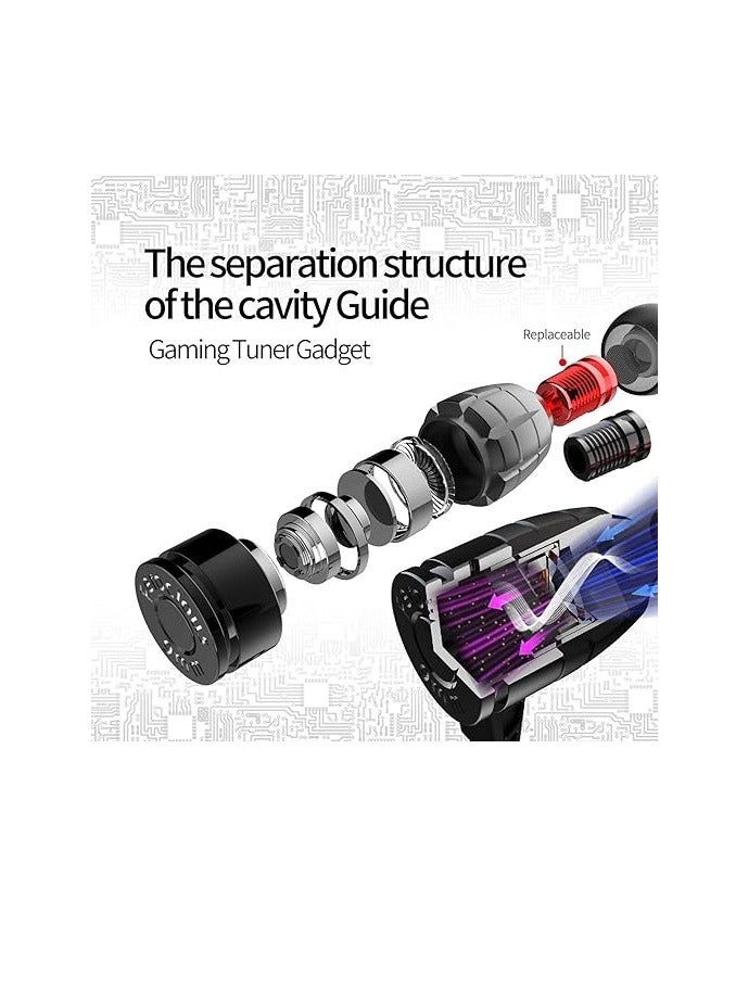 Plextone G25 Wired Gaming Earphones with Microphone, Game Tuner, Stereo Bass and Hi-Res Sound, Support All Devices (Black) - Image 3