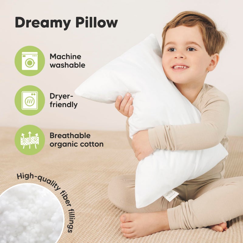 KeaBabies 2-Pack Toddler Pillow 14x20 - Soft Organic Cotton Kids Travel Bed Pillows for Sleeping, School, Nap, Machine Washable, Toddlers 2 to 5, Pillowcase Sold Separately (Soft White) - Image 4