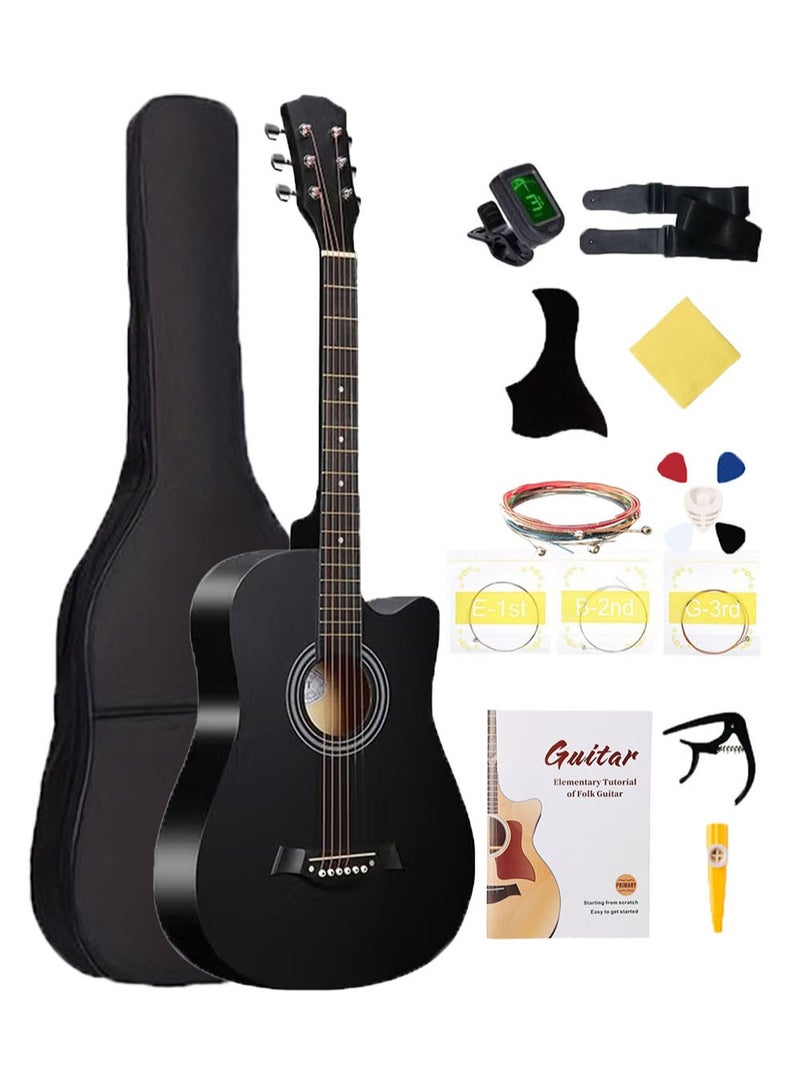 EzzySo 38-Inch Classical Guitar with Accessories Set for Kids Beginner and Adults, Travel Acoustic Guitar with Guitar Bag Strings Strap Picks Cleaning Cloth Tuning Clip Guard Plate and Kazoo for Gift - Image 1