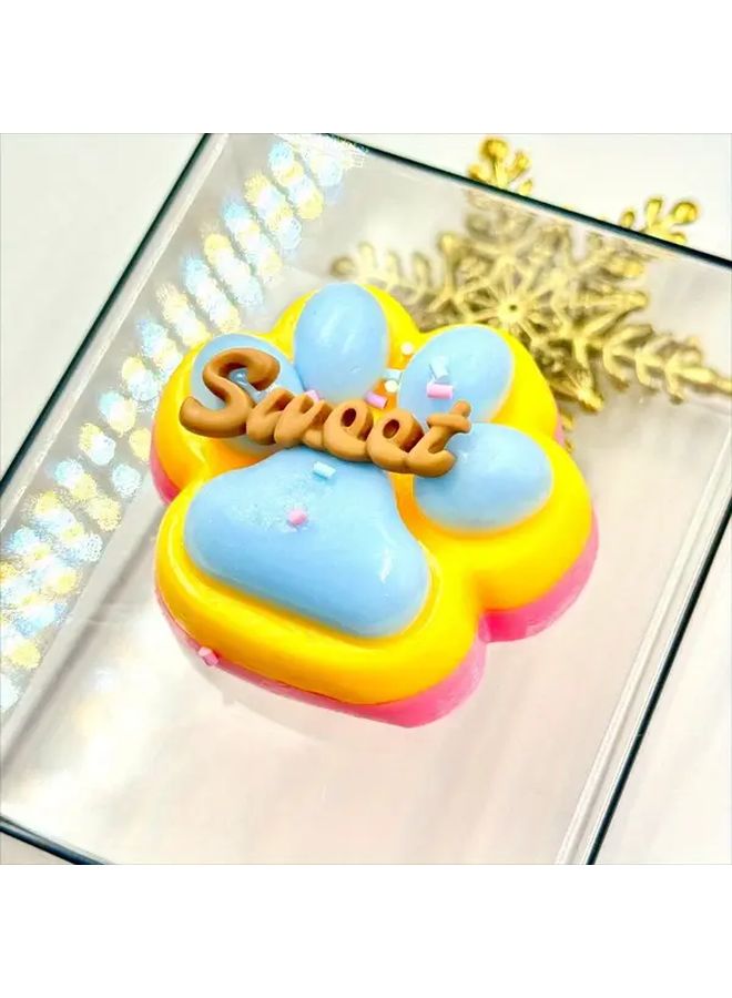 Sweet Paw Print Relax Toy Yellow Blue TPR Soft Texture Novelty Desk Accessory - Image 4