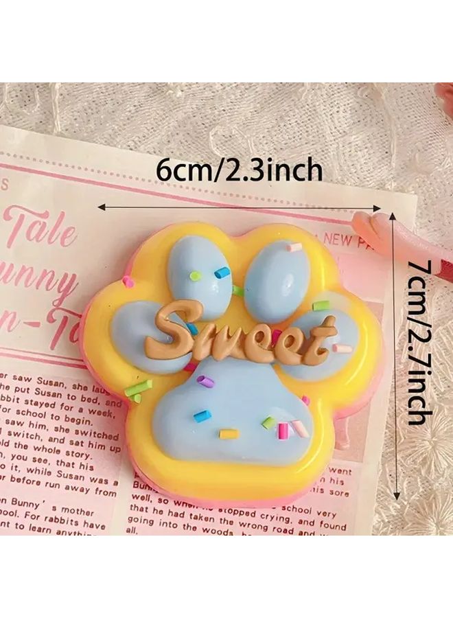 Sweet Paw Print Relax Toy Yellow Blue TPR Soft Texture Novelty Desk Accessory - Image 5