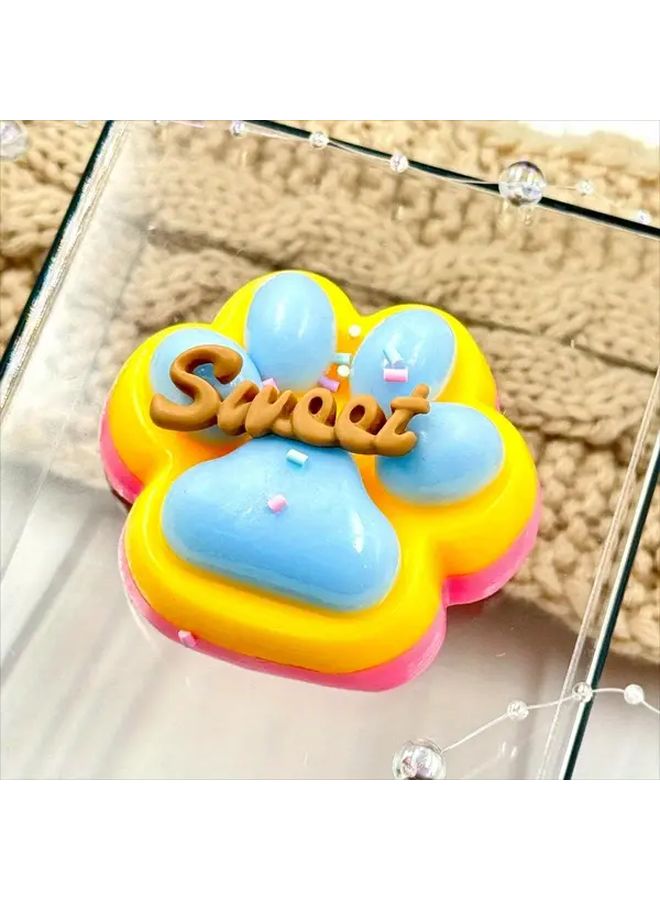 Sweet Paw Print Relax Toy Yellow Blue TPR Soft Texture Novelty Desk Accessory - Image 3