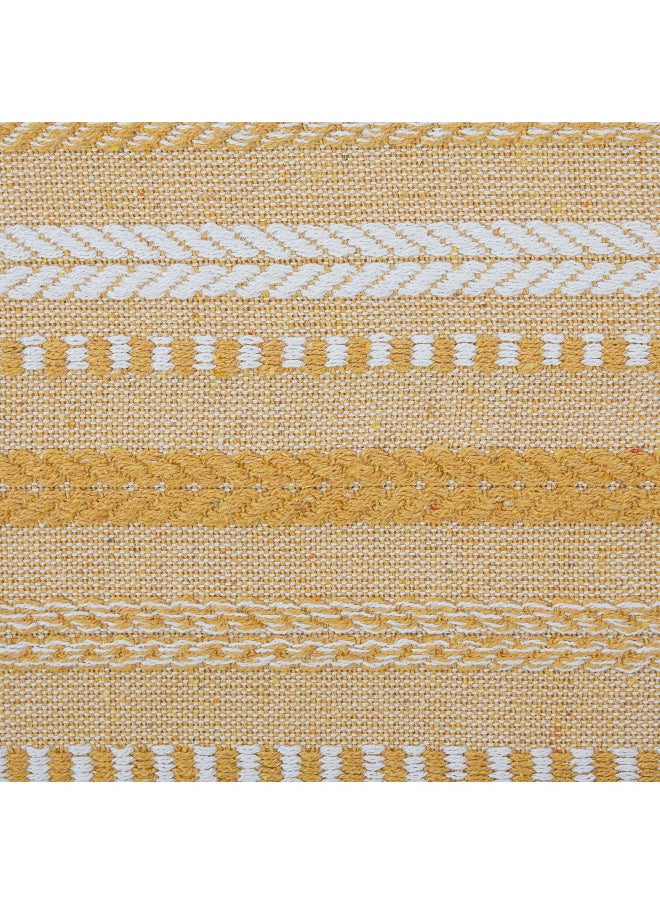 DII Farmhouse Braided Stripe Table Runner Collection, 15x72 (15x77, Fringe Included), Honey Gold