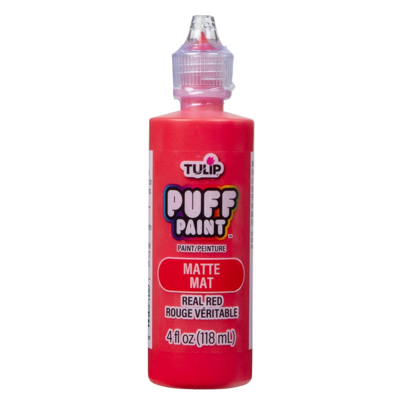 Tulip Puff Fabric Paint Matte Finish Permanent Craft Paint for Clothes DIY Projects Notoxic 4 fl oz Real Red