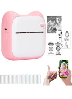 Taiahiro Mini Photo Printer for iPhone/Android,1000mAh Portable Thermal Photo Printer with 5 Rolls Sticker and 5 Rolls of Thermal Paper,for Gift Study Notes Work Children Photo Picture Memo  - Image 1