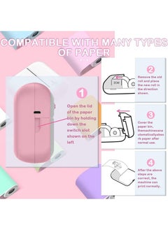 Taiahiro Mini Photo Printer for iPhone/Android,1000mAh Portable Thermal Photo Printer with 5 Rolls Sticker and 5 Rolls of Thermal Paper,for Gift Study Notes Work Children Photo Picture Memo  - Image 4