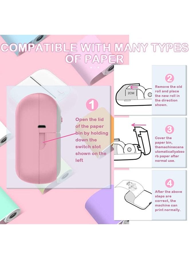 Taiahiro - Mini Photo Printer for iPhone/Android,1000mAh Portable Thermal Photo Printer with 5 Rolls Sticker and 5 Rolls of Thermal Paper,for Gift Study Notes Work Children Photo Picture Memo - Image 1