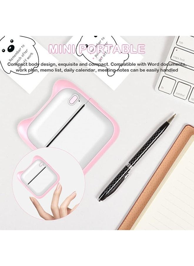 Taiahiro - Mini Photo Printer for iPhone/Android,1000mAh Portable Thermal Photo Printer with 5 Rolls Sticker and 5 Rolls of Thermal Paper,for Gift Study Notes Work Children Photo Picture Memo - Image 1
