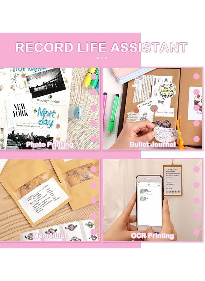 Taiahiro - Mini Photo Printer for iPhone/Android,1000mAh Portable Thermal Photo Printer with 5 Rolls Sticker and 5 Rolls of Thermal Paper,for Gift Study Notes Work Children Photo Picture Memo - Image 1