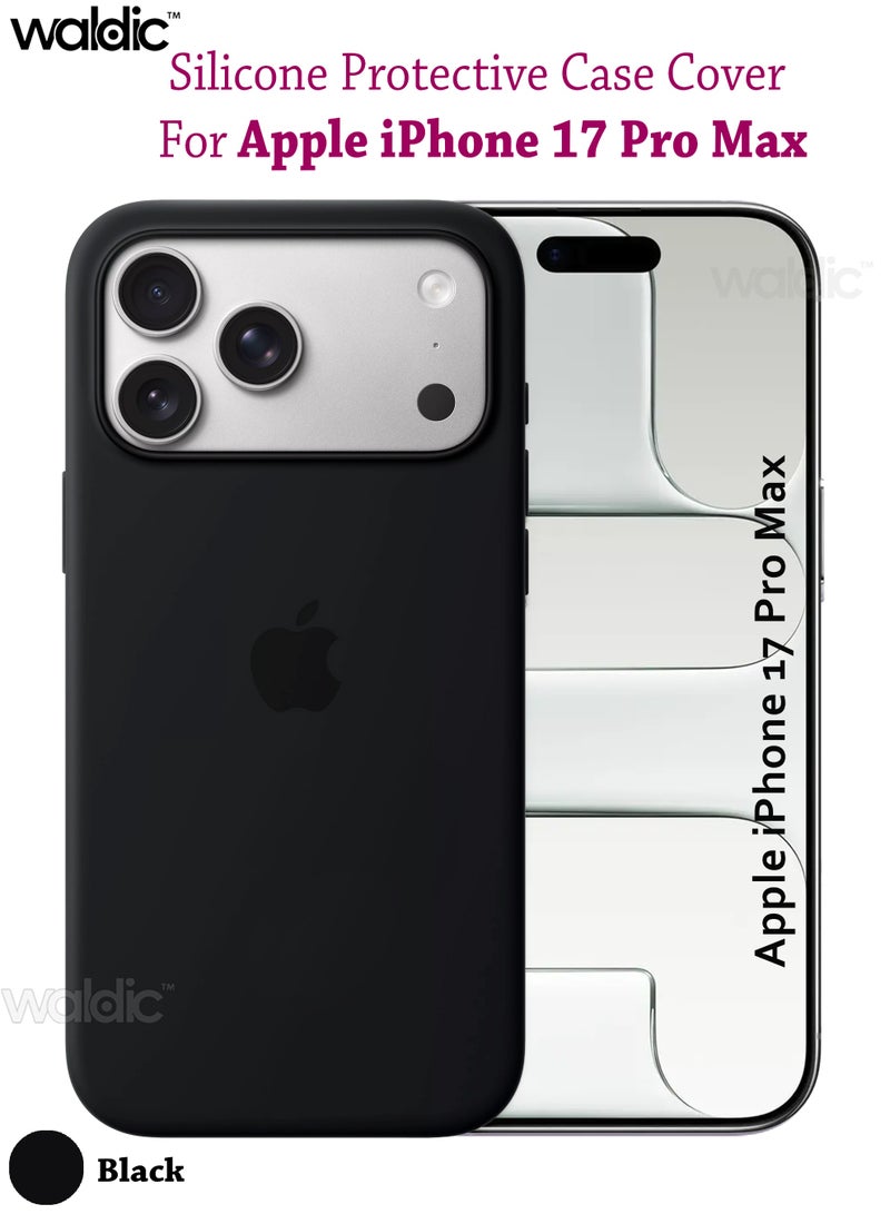 Waldic Apple iPhone 17 Pro Max Premium Case | Premium Silicone Case Cover Designed for Apple iPhone 17 Pro Max | Apple iPhone 17 Pro Max Case Camera and Drop Protection Thin Protective Back Cover Case for Apple iPhone 17 Pro Max - Black - Image 1