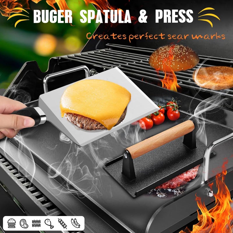 RINPIR 33PCS Griddle Accessories Kit for Blackstone, Flat Top Grill Accessories Tools with Cooling Rack, Melting Dome and Burger Press, Professional Hibachi Spatula Gift Set for Outdoor Teppanyaki BBQ - Image 4