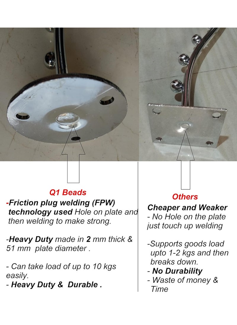 Q1 Beads Q1 Beads Stainless Steel Wall Mount 5 Ball Pin Hooks Drope Hanger for Furniture WardrobeCupboardShopShowroom Boutique Hanging Accessories Pack of 2  - Image 5