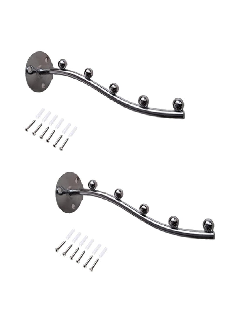 Q1 Beads Q1 Beads Stainless Steel Wall Mount 5 Ball Pin Hooks Drope Hanger for Furniture WardrobeCupboardShopShowroom Boutique Hanging Accessories Pack of 2  - Image 1