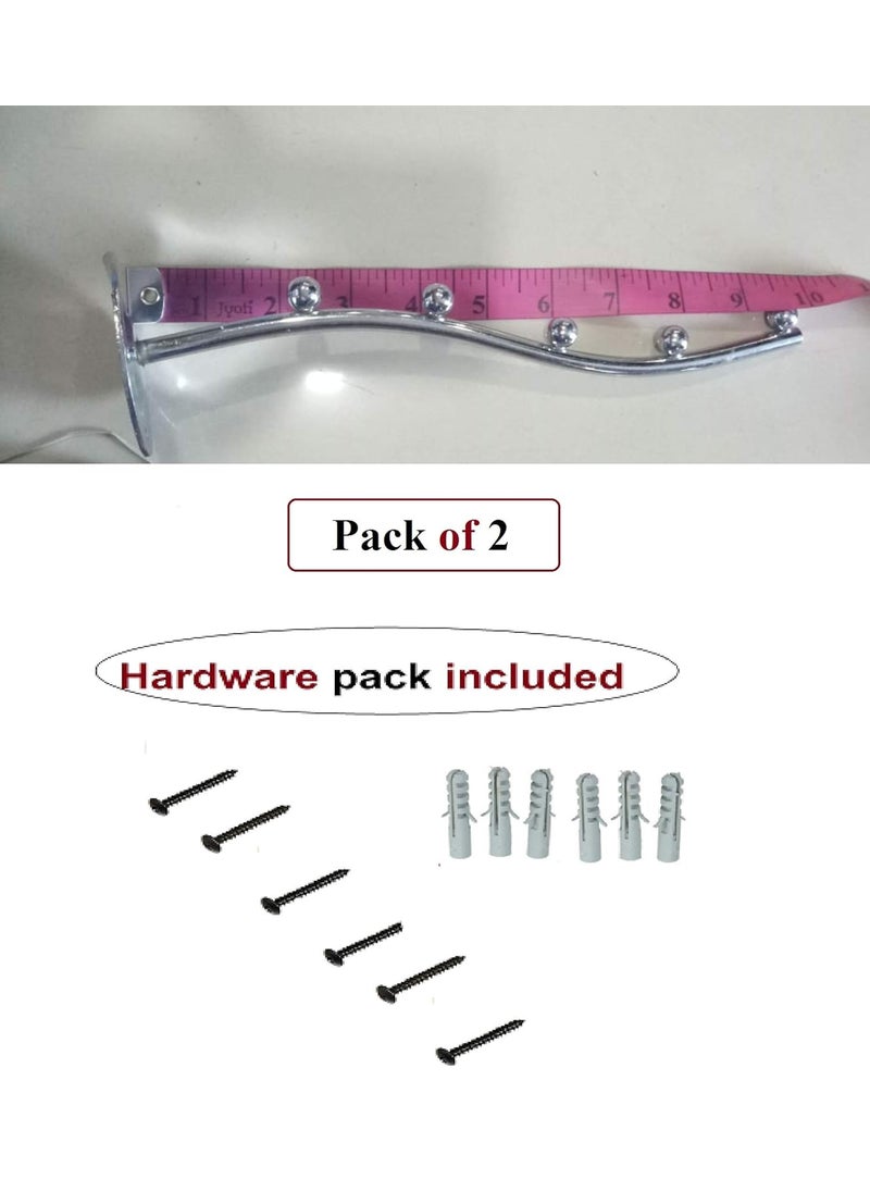 Q1 Beads Q1 Beads Stainless Steel Wall Mount 5 Ball Pin Hooks Drope Hanger for Furniture WardrobeCupboardShopShowroom Boutique Hanging Accessories Pack of 2  - Image 3