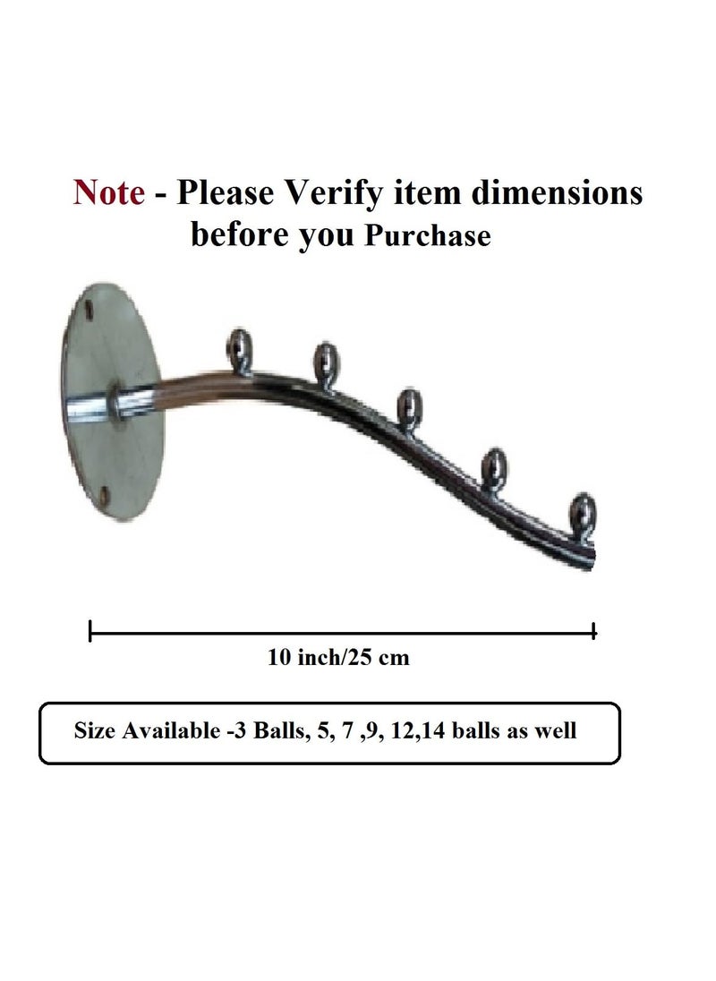Q1 Beads Q1 Beads Stainless Steel Wall Mount 5 Ball Pin Hooks Drope Hanger for Furniture WardrobeCupboardShopShowroom Boutique Hanging Accessories Pack of 2  - Image 2