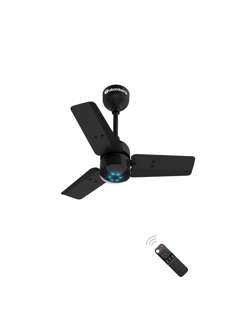 atomberg atomberg Renesa 600mm BLDC Ceiling Fan with Remote Control BEE 5 star Rated Energy Efficient Ceiling Fan High Air Delivery with LED Indicators 21 Year Warranty Midnight Black  - Image 1
