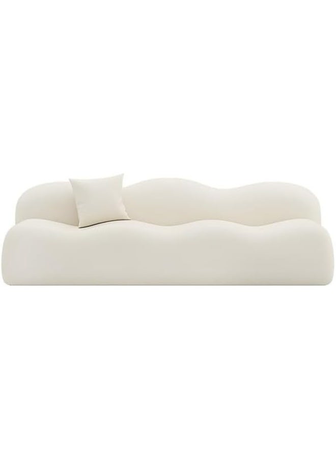 Comfynest Comfynest Faux Leather Scandinavian Sofa with Beige Upholstery 