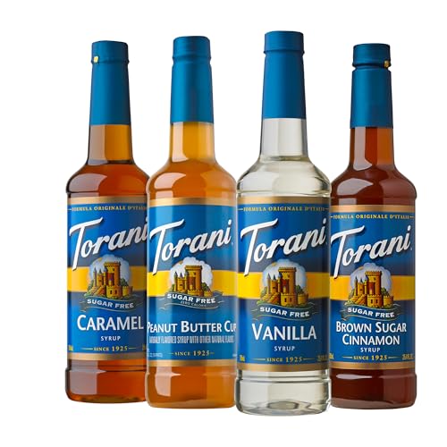 Torani Syrup Variety Packs, Sugar Free Coffee Favorites, 25.4 fl oz Bottle (Pack of 4) - Image 1
