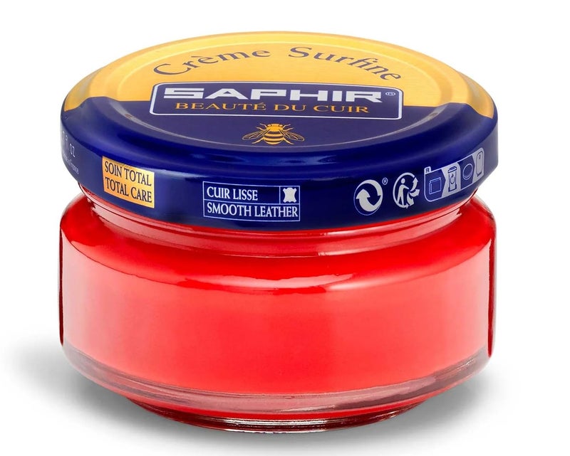 Saphir Creme Surfine Pommadier Shoe Polish - Beeswax Cream for Leather Products - Red - Image 1