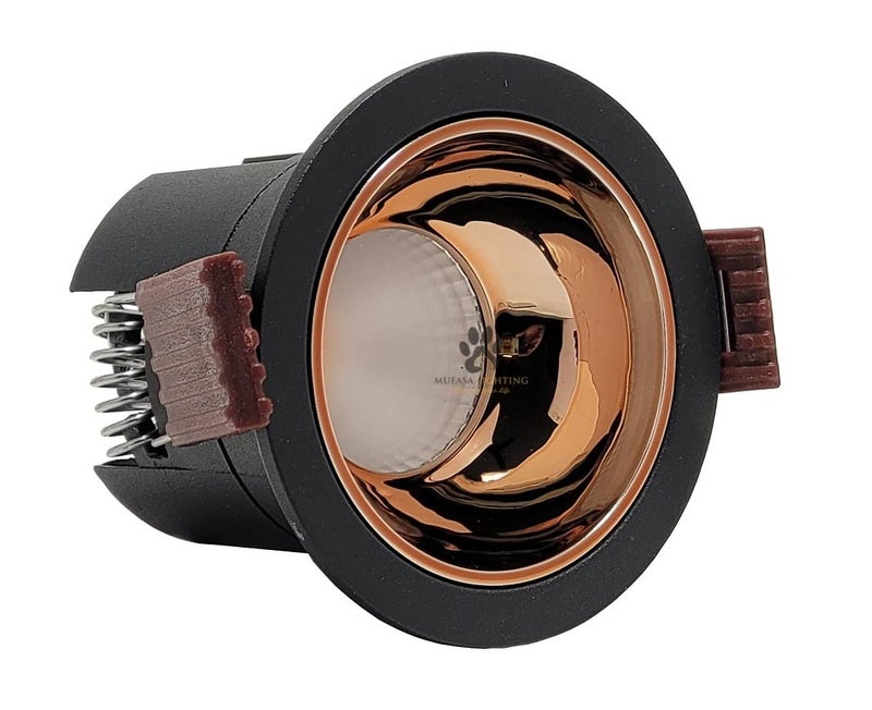 Mufasa 6 Watts Black Body Gold Reflector LED Ceiling COB Spot, Focus, Down Ceiling Light, Round (Warm White) - Image 1
