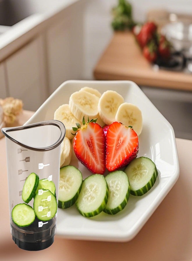 رانزي كوب تقطيع الفواكه، كوب تقطيع الفواكه بشفرة قابلة للإزالة - شرائح الفراولة والموز والخيار والبيض والبصل مع لوحة دفع، أدوات مطبخ للتقطيع السريع والآمن - Image 3